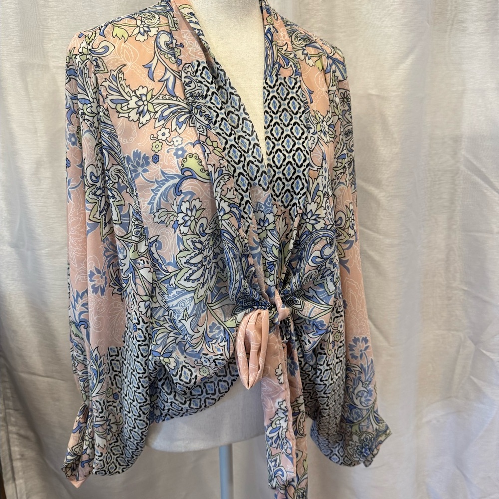 Floral Tie-Front Blouse